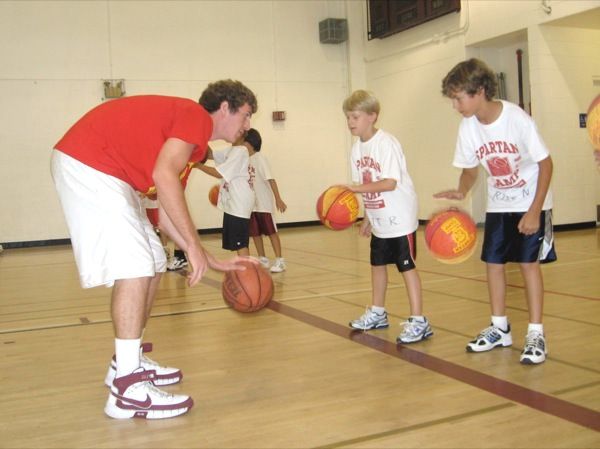 Camper working on a drill at Spartan Basketball Camp