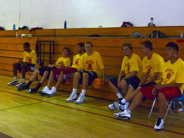 Campers in a passing drill line
